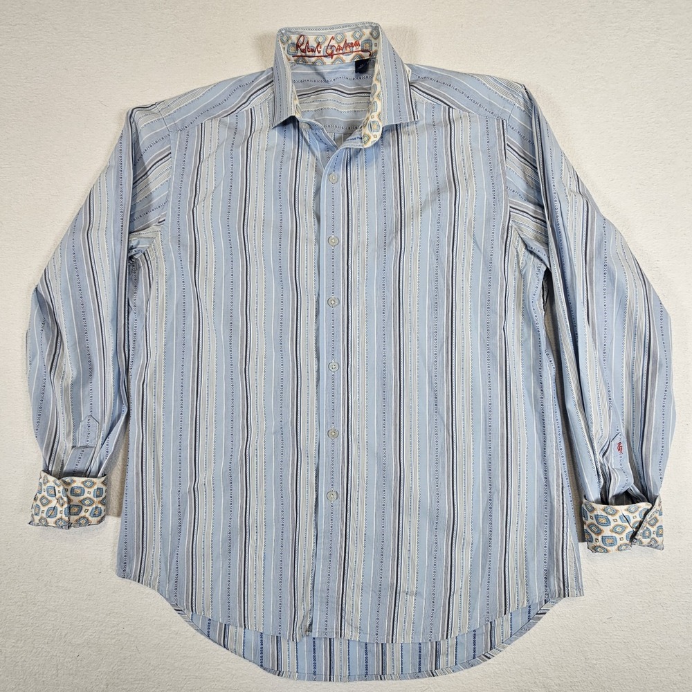 Robert Graham‎ Shirt Mens M Medium long sleeve Striped Multicolor Button Up Blue